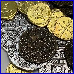 Pirate Coins 51 Bronze, Silver & Gold Treasure Coin Set Metal Replica Span