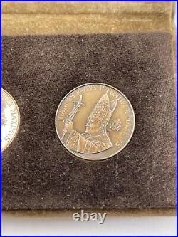 Pope John Paul II 18K Gold, Sterling Silver, & Bronze Medal Set
