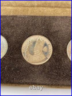 Pope John Paul II 18K Gold, Sterling Silver, & Bronze Medal Set