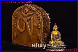 Purple bronze silver 24k gold Gilt filigree inlay Gem Shakyamuni Buddhist shrine