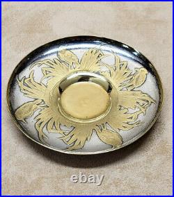 RARE M. Pelloutier Belle Epoque Silvered Gilded Engraved Bronze Cup & Saucer