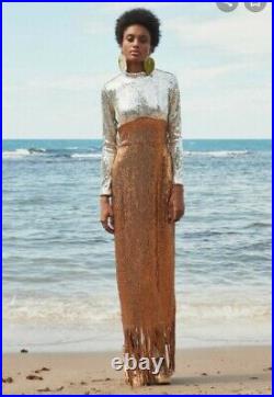 Rachel Comey Sequin Fringe Metallic Silver Gold Bronze Converge Dress size 6