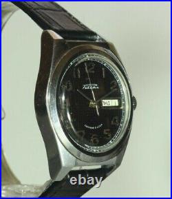 Raketa black rare watch Vintage soviet mechanical mens shockproof USSR calendar