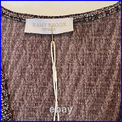 Ramy Brook Sz XS-S Silver Bronze Stretch Metallic Wrap Top Sweater