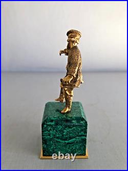 Russian Gilded Bronze Dancer Figurine in a Malachite Base