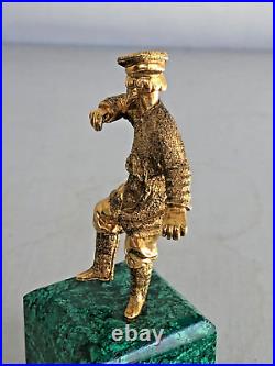 Russian Gilded Bronze Dancer Figurine in a Malachite Base