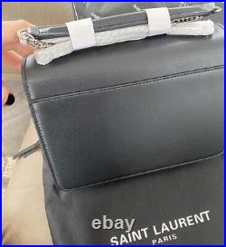 Saint Laurent Sunset Medium Chain Bag In Smooth Leather Noir (black) & Silver