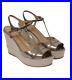 Sergio Rossi Womens Wedge Sandals Size US7 EU37 Bronze Leather Tan Scarpe Donna
