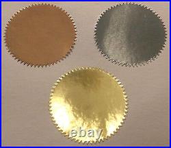 Shiny Foil Gold Silver Bronze Certificate / Company Seals 41mm