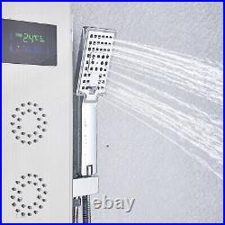 Silver LED Shower Panel Column Waterfall 5-Modes Body Jets Shower Mixer Taps Set