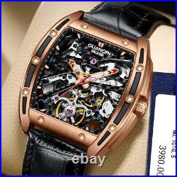 Square Luxury Watch Men's Transparent Full Hollow Design Waterproof Wristwatch