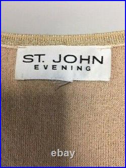 St John Evening sleeveless gold dress silver bronze piallettes NWOT size 16