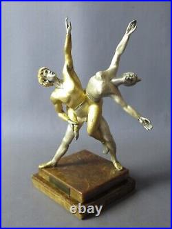 Statue Bronze Giuseppe Vasari Couple Dancing Sculpture Silver Gold Vintage