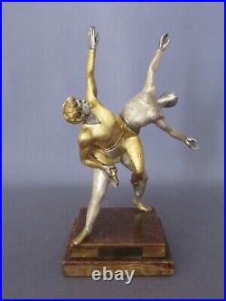 Statue Bronze Giuseppe Vasari Couple Dancing Sculpture Silver Gold Vintage