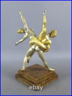 Statue Bronze Giuseppe Vasari Couple Dancing Sculpture Silver Gold Vintage