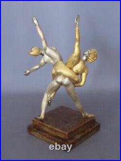 Statue Bronze Giuseppe Vasari Couple Dancing Sculpture Silver Gold Vintage