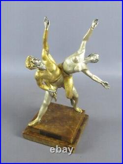 Statue Bronze Giuseppe Vasari Couple Dancing Sculpture Silver Gold Vintage