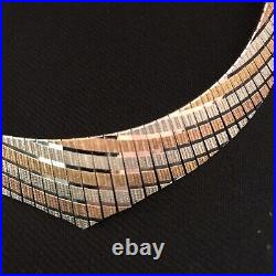 Sterling Silver Necklace Gold Bronze Plating Tri-Color 925 Choker 30g Italy 16