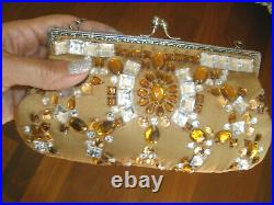 Stunning $750 Santi Swarovski Crystals Silver Frame Jeweled Evening, Clutch, Bag