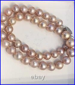 Superb Natural Freshwater GENUINE Edison Gold Rosy Bronze Pink Pearl Necklace