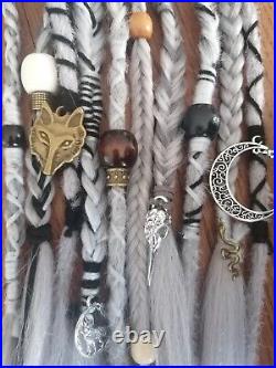 Synthetic Hair Extensions Grey Dreadlocks Dreads & Fishtail Braids Bling Mix