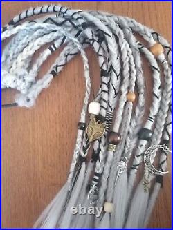 Synthetic Hair Extensions Grey Dreadlocks Dreads & Fishtail Braids Bling Mix