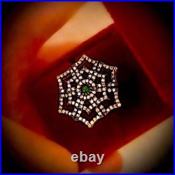 Sz 9.5 Emerald Fine Art Ring Solid 925 Sterling Silver/Gold Bronze Diamond Topaz