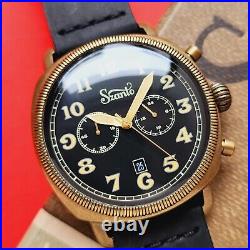 Szanto Chronograph Watch Bronze Style Case with Box Black Date Dial 7010 Mens