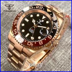 Tandorio Rose Gold Men's Automatic Dive Watch Sapphire Stainless Steel Watch Men