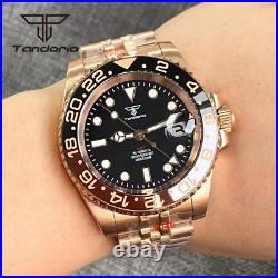Tandorio Rose Gold Men's Automatic Dive Watch Sapphire Stainless Steel Watch Men