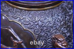 Tang Bronze gold and silver elephant inlaid incense burner for the old man