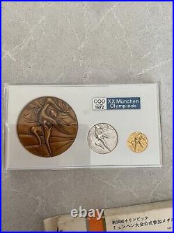 The 20TH Olympic Games Munich Official Participation Medal Gold/Silver/Bronze