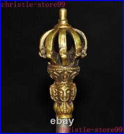 Tibet bronze silver gilt exorcism bell Vajra Dorje Phurpa Exorcism Talisman set