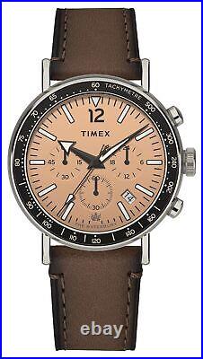 Timex Waterbury Standard Chronograph (43mm) Salmon Dial / Brown Leather