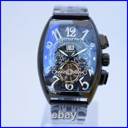 Tourbillon Automatic Mechanical Wrist Watch Men's Steel Vintage Sapphire Dial