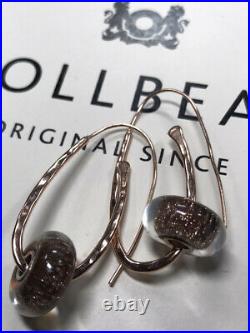 Trollbeads Brown Shimmer Beads Drop Earrings Rose Gold Plated Sterling Silver