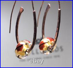 Trollbeads Red Leaf Glass Drop Sterling Silver Earrings