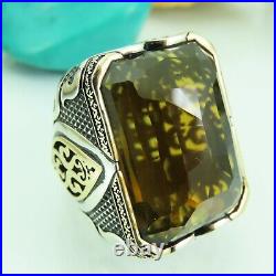 Turkish Handmade Jewelry 925 Sterling Silver Quartz Stone Men Ring Sz 10
