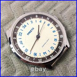 VINTAGE Soviet wrist watch RAKETA 24 hours mechanical 2623. H Made in USSR 80s