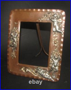 Very Lovely Frame Bronze Solid With Plating Silver And Gold Cherub Bronze Frame