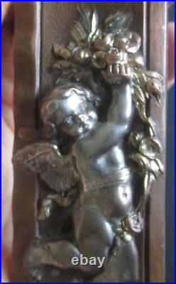 Very Lovely Frame Bronze Solid With Plating Silver And Gold Cherub Bronze Frame