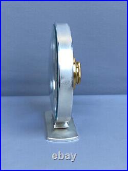Very Rare KIENZLE 1930s Art Deco Clock Blue Glass Brass Silver & Gold Plated