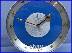 Very Rare KIENZLE 1930s Art Deco Clock Blue Glass Brass Silver & Gold Plated