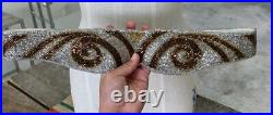 Vintage 1980s Gorgeous Deco Inspired Nina Ricci Bronze, Silver Seed Bead Belt