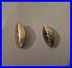 Vintage Bronze Gold Silver Metal Leaf Two Tone Statement Stud Clip On Earrings