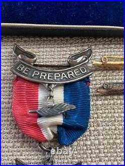 Vintage EAGLE RANK Boy Scout Award MEDAL 3 PALMS & CASE BSA Gold Bronze Silver