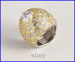 Vintage Gemstone Ring Artisan Moissanite Statement Ring Bronze Design S925