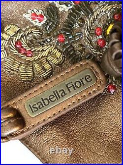 Vintage Isabella Fiore India Morgan Golden Bronzed Tasseled Hobo Shoulder Handba
