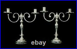 Vintage Pair Silver Plated Bronze Christofle Candelabras Fleuron France VFINE