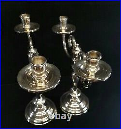 Vintage Pair Silver Plated Bronze Christofle Candelabras Fleuron France VFINE